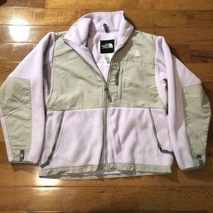 North face jacket, small, purple fleece with grey